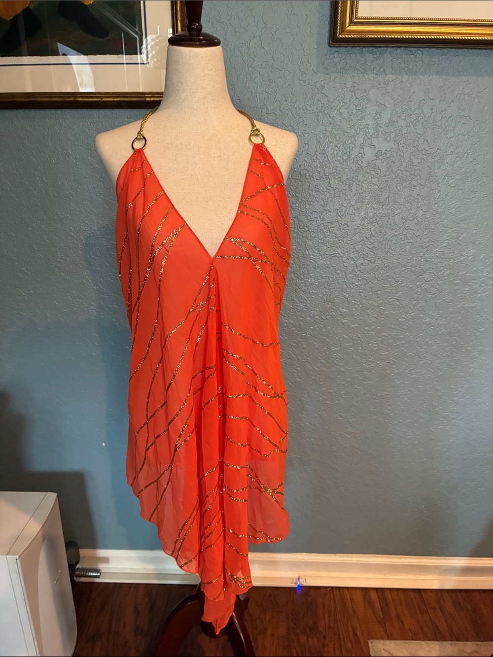 Vintage orange sheer coverup